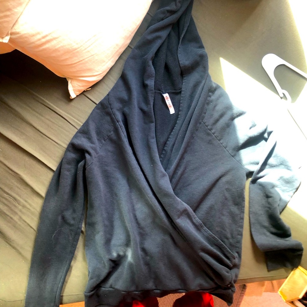 Black drapey work out hoodie